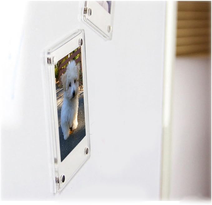 FoRapid 2 PCS 3-inch 2-Sided Clear Acrylic Refrigerator Magnetic Photo Frame-Elegant Frameless Display Fujifilm Mini 9 8 8+ 70 7s 90 25 26 50s Film/Cards/Memos/HP Pocket Photo Paper/2x3 Photo