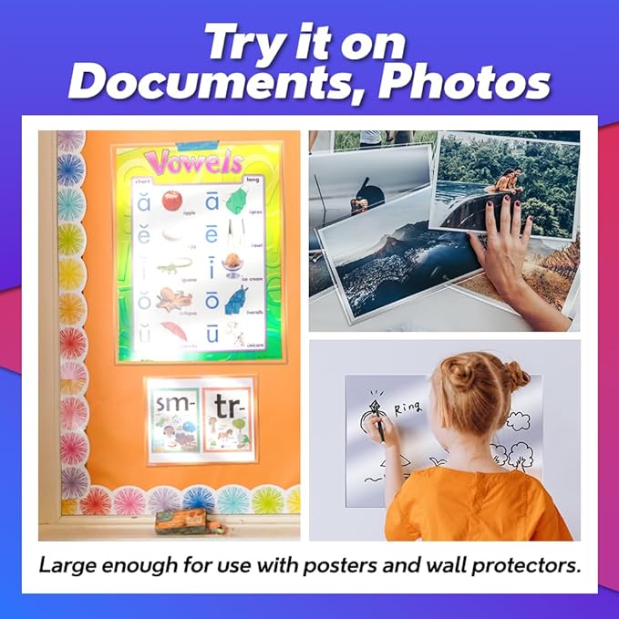 VIOLETTO Self Adhesive Laminating Sheets 12.3x17.1 inch, 20 Pack, 4mil Thickness, No-Machine Needed, QuickPeel, Instashield, Stick&GO (20 Sheets, Menu Size 4mil)
