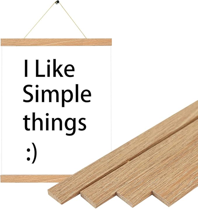 YK Artwood 3 Pack Magnetic Poster Hanger Pine Color, 12x18 12x16 12x24 Poster Frame Wood Wooden Magnet Print Posters Dowel Scroll Hanger Hangers Hanging Kit for Walls Map Canvas Artwork, DIY Canvas