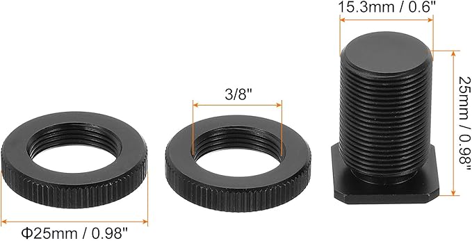 PATIKIL Female 3/8" to Male 5/8" Camera Hot Shoe Mount, 2 Pack Flash Cold Shoe Mount Tripod Screw Adapter for DSLR Rig, Black