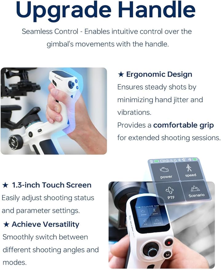 FeiyuTech SCORP Mini 2 [White] All-in-One 3-Axis Mirorrless Gimbal Camera Stabilizer for Sony A7III Canon R6 Nikon Z30 Fujifilm GoPro11/12 iPhone 16 15 14,Samsung, AI Tracker,Max 2.65lb