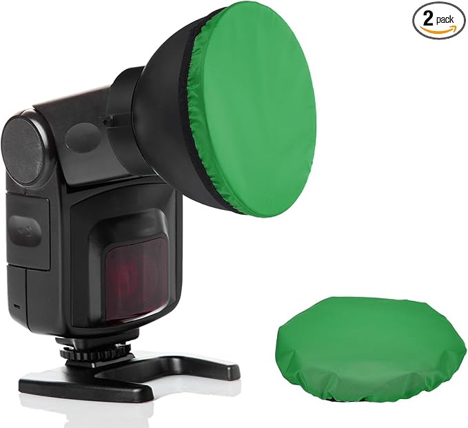 PATIKIL 6.3" x 6.3" Soft Mini Flash Diffuser Cap, 2 Pack Universal Elastic Flash Diffuser Cover for DSLR Camera Flashlight, Green