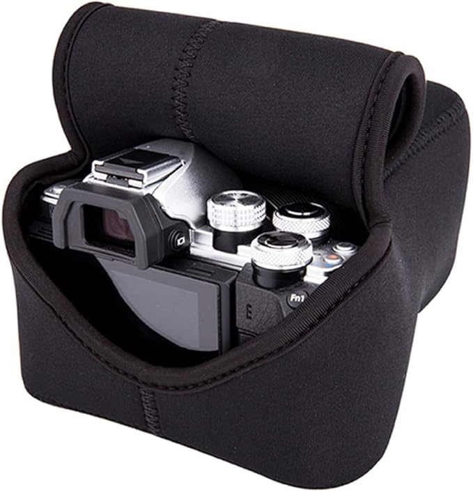 JJC Black Ultra Light Neoprene Camera Case for Fujifilm Fuji X-T100 X-T30 X-T20 X-T10 +50-200mm/50-230mm Lens, Pouch Bag for Olympus E-PL8 E-M5II E-M10 II, Canon M50 M5 with Telephoto lense