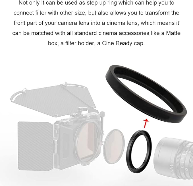 Lens Matte Box Adapter 52-86mm Step up Ring for 52mm Camera Lens to 95mm OD Matte Box Lens Mount (52-86/95mm)