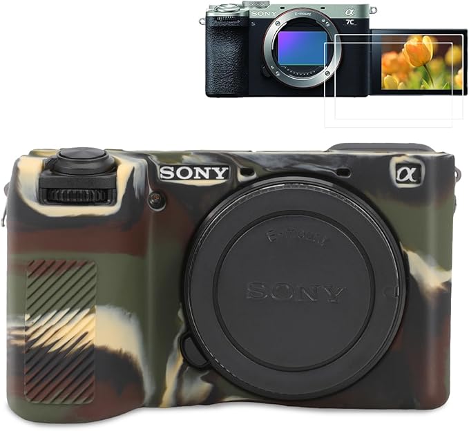 Pocoukate Case for Sony Alpha 6700 Camera, Soft Silicone Protective Cover Skin with A6700 Screen Protector Accessories for Sony Alpha 6700 Camera Silicone Case - Camouflage