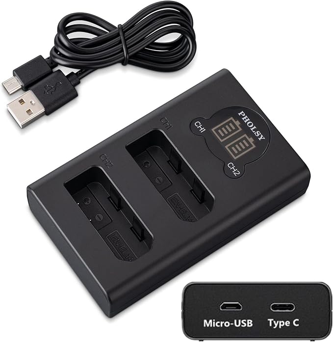 EN-EL14 Charger, PHOLSY Camera Battery Charger EN-EL14 USB Charger MH-24 for EN-EL14 EN-EL14a Battery Compatible with Nikon Camera P7800 P7700 P7100 P7000 D5600 D5500 D5300 D5100 D3500 D3400 D3300