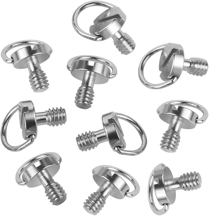 FEICHAO 10pcs Universal Camera Quick Release Plate D-Ring Screw Thread 1/4 Screw Aluminum Alloy Metal Screw for DSLR Camera