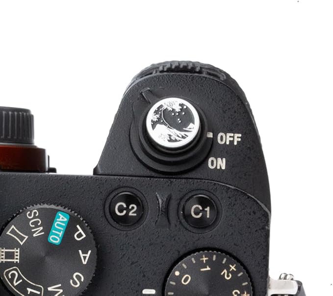 Kanagawa Wave Pattern Camera Hot Shoe Cover Shutter Button for Sony A1 A7C A7CR A7CII A7R A7M2 A7M3 A6700 A6600 A6500 A6400 A6300 (Aluminum Alloy-Set)