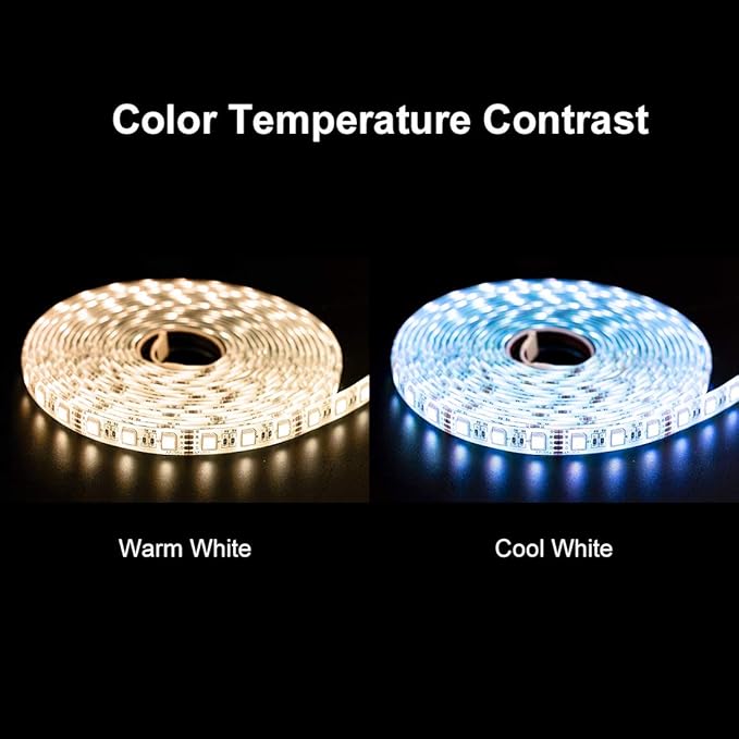 BTF-LIGHTING 5050 RGBW RGB+Cool White(6000K-7000K) 4 Colors in 1 LED Tape Light DC24V 5m 16.4ft 60LED/m Multi-Colored IP65 White 12mm PCB for Bedroom Kitchen Home Decoration(No Adapter or Controller)