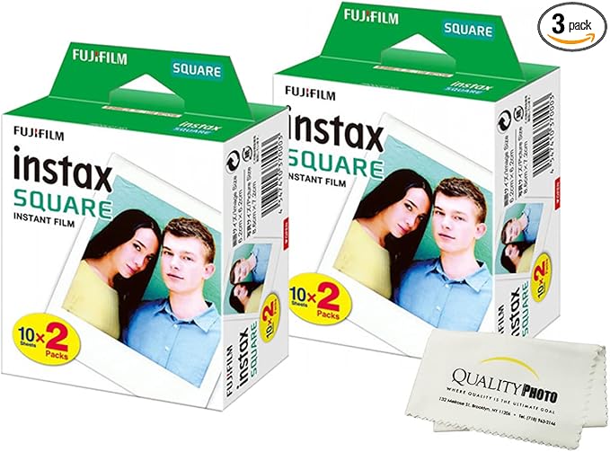 Fujifilm Instax Square Instant Film - 40 Exposures - for use with The Fujifilm instax Square Instant Camera + Quality Photo Microfiber Cloth…