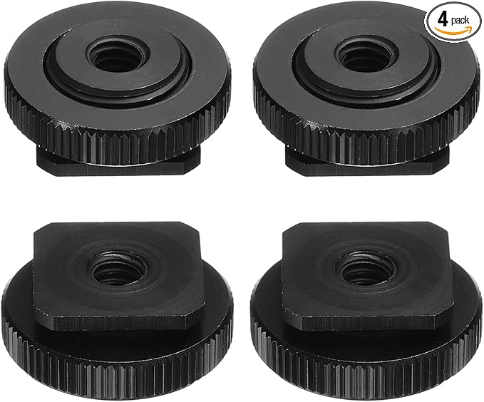 PATIKIL Hot Shoe Adapter 5/8" Male to 1/4" Female, 4 Pcs Hot Shoe Mount Adapter Camera Mount Screw Camera Video Light Converter for Microphone Holder Accessories 0.39x0.98x0.98 Inch