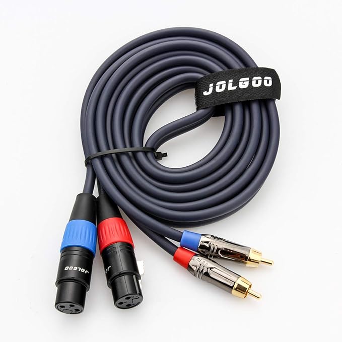 Dual XLR to RCA Cable, Dual XLR Female to Dual RCA Male Cable, 2 XLR Female to 2 RCA Male HiFi Audio Cable, 4N OFC Wire, for Amplifier Mixer Microphone, 6.6 Feet