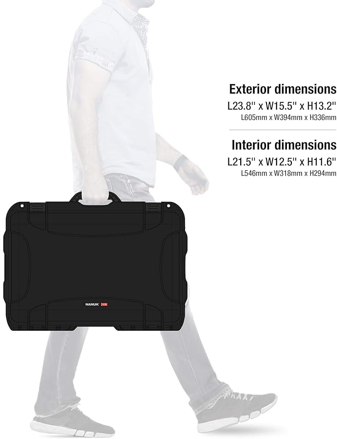 Nanuk Wheeled Series 938 Lightweight NK-7 Resin Waterproof Hard Case with Padded Divider, Black