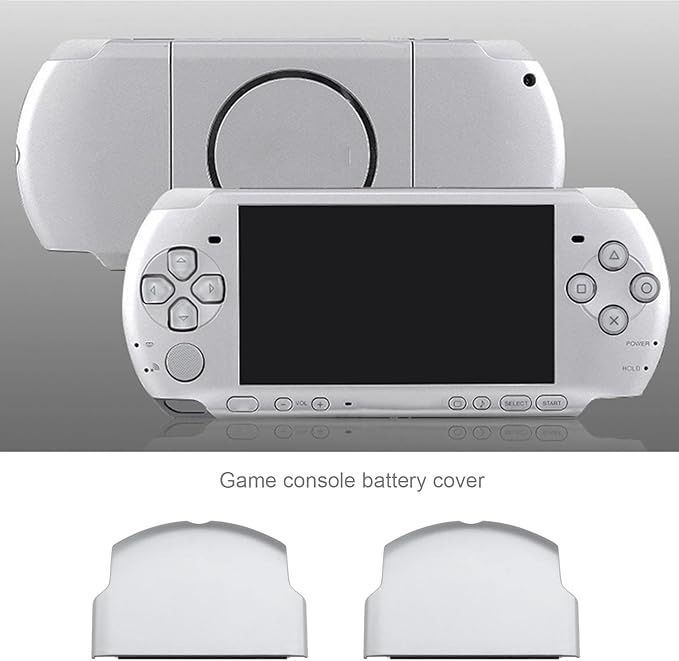 SING F LTD 2PCS Replacement Battery Door Covers Cases Protectors Compatible with Sony PSP 2000 2003 2004 3000 3003 3004 Silver Plastic Console Accessories