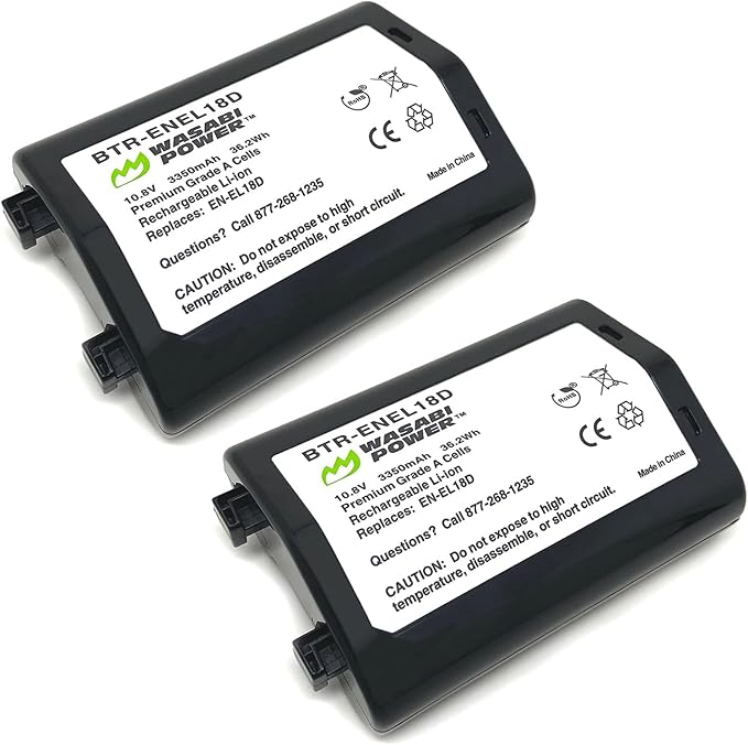 Wasabi Power Battery for Nikon EN-EL18d (2-Pack) and Nikon Z9, D4, D4S, D5, D6