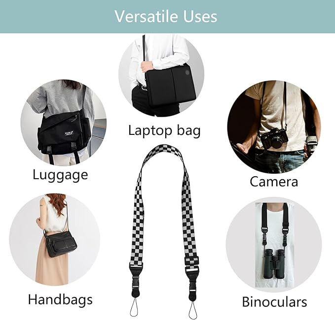 Adjustable Shoulder Strap:Comfortable iPad Strap Nylon Neck Lanyard for iPad/Samsung Tablet Case,Camera Binocular Crossbody Laptop Luggage Bag(Black-And-White)