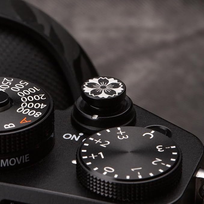 Camera Metal Hot Shoe Cover Shutter Buttons Protector for Fuji X100VI X100V X-T4 X-T3 XPRO3 XPRO2 for Nikon ZF Z5 Z6 Z6II (Black-Shutter Decorative Button)