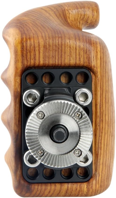 NICEYRIG Wooden Handle Grip with Rosette Mount (Right Side) Applicable for Nikon Panasonic Canon Camera Cage Rig, Shoulder Mount Support Rig