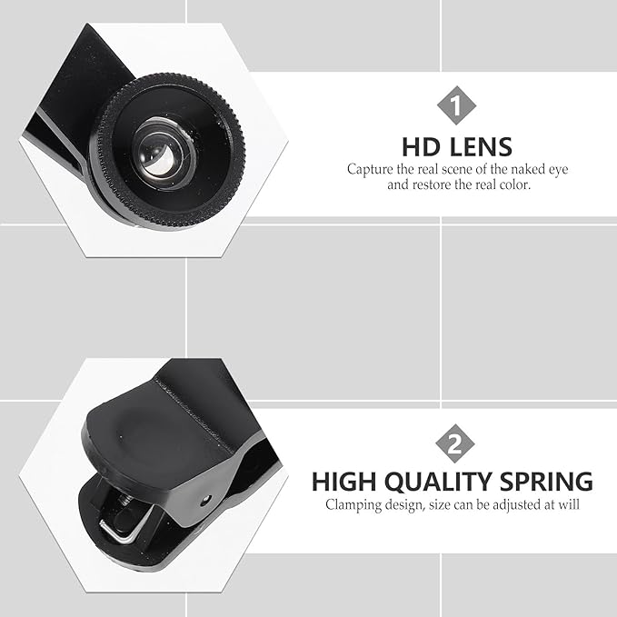3-in-1 Smartphone Camera Lens Kit, Fisheye Wide Angle Macro Lens Attachment for Cell Phone Photography, Black, Compatible with Most Phones, for Travel and Landscape Shots, 2 Sets