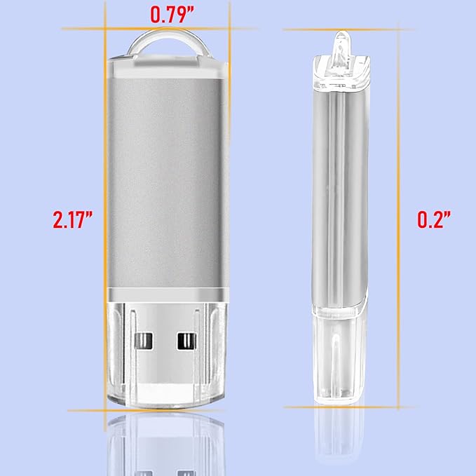 8GB USB Flash Drive 20 Pack Nicepicten Thumb Drives Pack Jump Zip Drive USB 2.0 Flash Drives Mulitipack 8GB Memory Stick with Labels & Lanyards - Silver