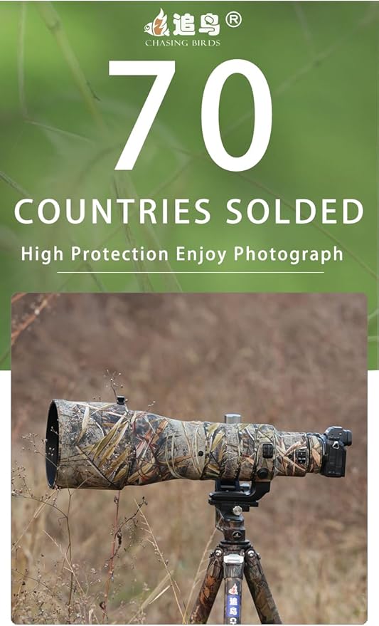 CHASING BIRDS Lens Camouflage Waterproof Coat for Nikon Z 600mm f/4 TC VR S Rainproof Lens Protective Cover Version IV (Electric White, with Z 1.4X)