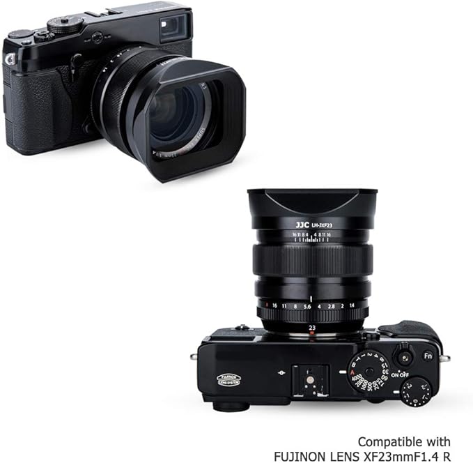 JJC Bayonet Dedicated Metal Lens Hood for Fuji Fujifilm Fujinon Lens XF 23mm F1.4 R,XF 56mm F1.2 R,Replaces Fuji LH-XF23 Lens Hood (Standard Version with a Hood Cap)
