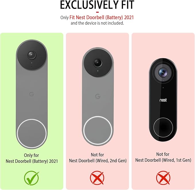 Silicone Case for Google Nest Hello Doorbell (Battery) 2021 Cover - Weatherproof Protective Nest Doorbell Silicone Skin Case (Black)