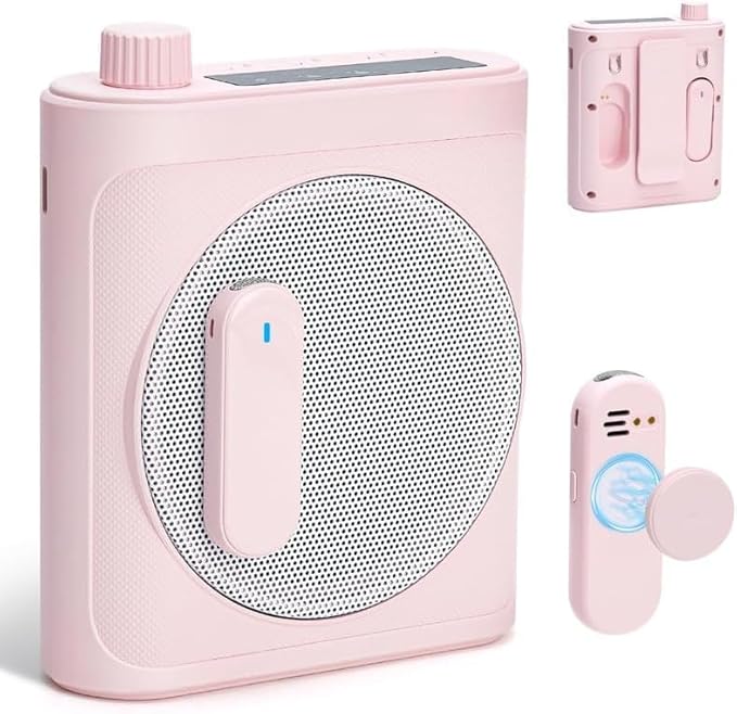 Voice Amplifier for Teachers with Wireless Magnetic Lavalier Microphone, Bluetooth Portable Rechargeable Speaker, 2 Mics for Classroom, Meetings, Speeches, Outdoor