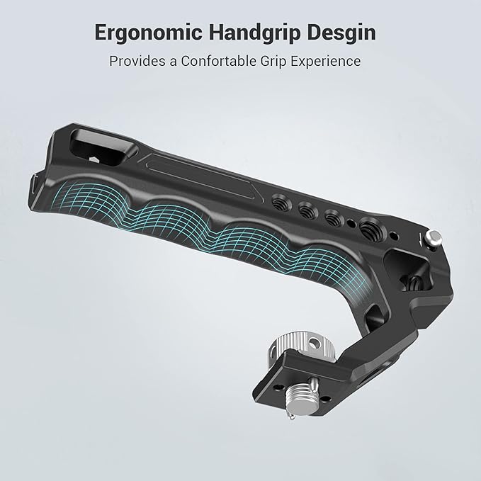 SMALLRIG Top Handle with Locating Holes for ARRI for Camera Cage, Ergonomic Design, with Anti-Off Designed Cold Shoe Adapter - 2165C