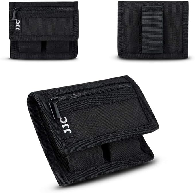 Camera Battery Pouch Holder Case for 2 PCS Sony NP-F550 NP-FW50 NP-FZ100 NP-BX1 Canon LP-E6 LP-E8 LP-E10 LP-E12 LP-E17 Fuji NP-W126 Nikon EN-EL14 EN-EL15 with Zipped Pocket to Store SD TF XQD CF Cards