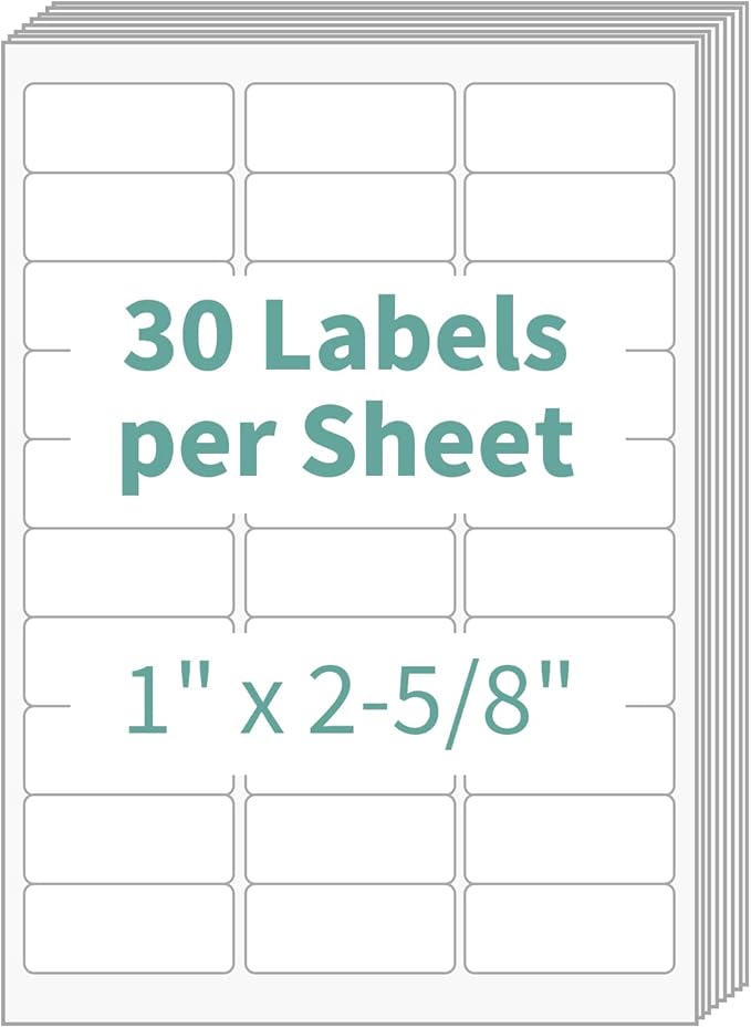 30 up Label 1" x 2-5/8" Shipping Address Labels, FBA Barcode Sticker, 100 Sheets 30 Per Page Mailing Label for Laser/Inkjet Printers (3000 Labels)