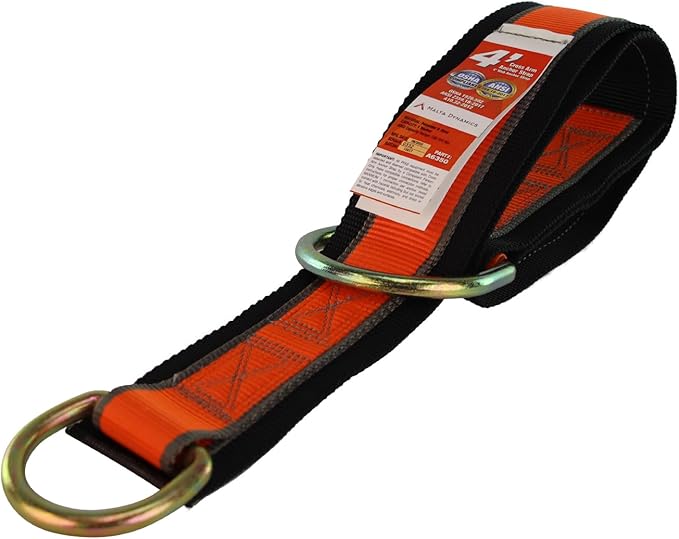 Malta Dynamics 4' Cross Arm Fall Protection Safety Strap, OSHA/ANSI Compliant - D-Ring, Beamer, I-Beam & H-Beam Anchor