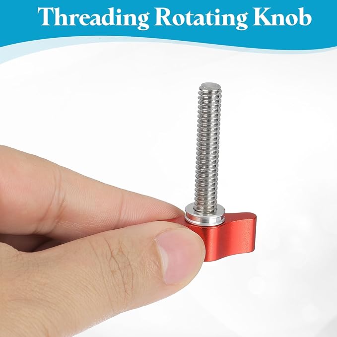 PATIKIL Clamping Screw Knob 1/4" x 1.89", 2Pcs Aluminum Alloy t Shaped Camera Thumb Screws for DSLR Flash Bracket Photography Light Stand Adapter Action Sports Camera Mounting System, Red