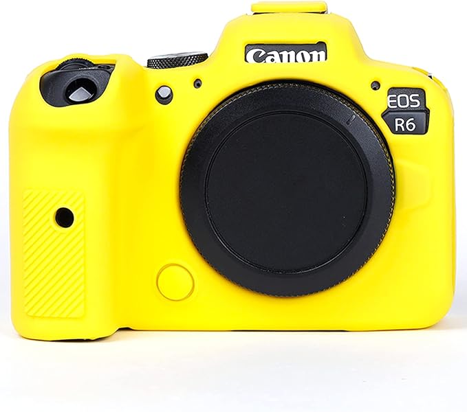 Professional Secure Silicone Camera Case Cover Housing Body Skin for Canon EOS R6 Full-Frame Mirrorless Camera (Yellow)