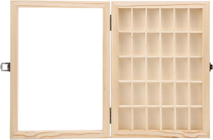 Wooden Film Cassette Display Case - 30 Slot 135 Film Storage Box, Minimalist Dust Proof Organizer for 35mm Camera Film - Solid Wood Photography Collectors Box (11.6x8.5x1.8in)