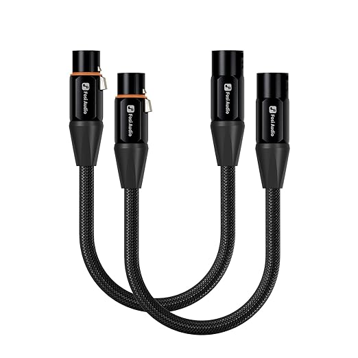 Fosi Audio XLR Cable 1ft, 2 Pack Cables Preamp to Power Amp, Durable Shielding for ZA3 ZD3 Amplifier DAC Preamp Microphone