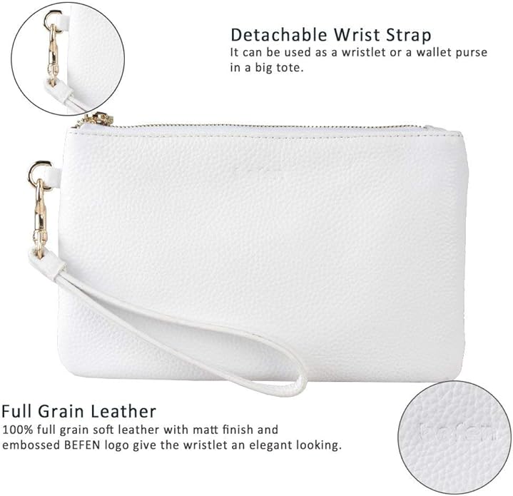 befen Genuine Leather Wristlet Clutch RFID Blocking Bag Cell Phone Wallet Purse Wristlet Wallet Purses and Handbags for Women