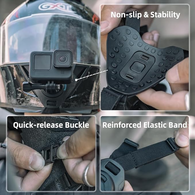 SUREWO Magnetic Motorcycle Helmet Chin Strap Mount for Go Pro, Magnetic Dirt Bike Helmet Mount Compatible with Go Pro Hero 13,12,11,10, 9, 8, 7, 6 5,DJI Osmo Action 6/5 pro/4/3 and More