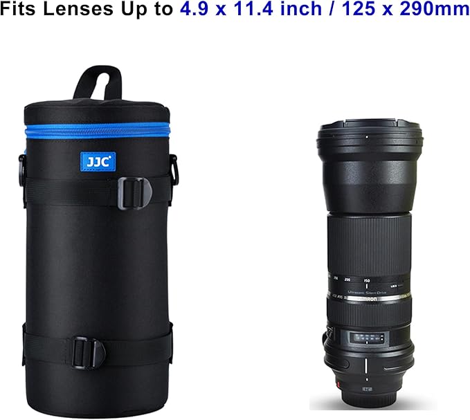JJC Deluxe Lens Case Pouch Bag for Sigma 150-500mm f/5-6.3 DG OS HSM, Canon RF 800mm f/11 IS STM, Nikon AF-S NIKKOR 200-500mm f/5.6E ED VR & More Lenses Below 4.9'' x 11.4''(D x L)