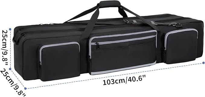 Tripod Carrying Case, Heavy Duty Tripod Bag With Padded Divider Light Stand Bag Dual Zipper Monopod Case for Monopods, Mic Stand, Tent Pole, Gear (42 In
