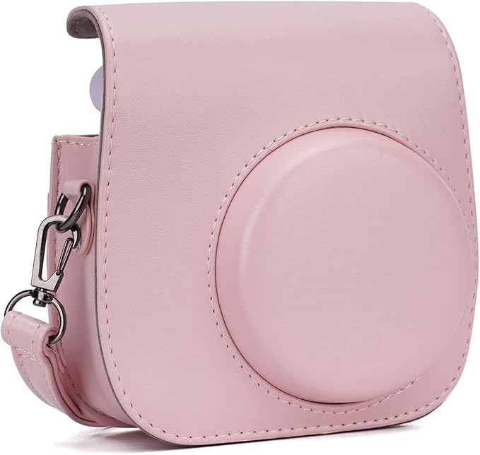 Frankmate Instant Camera Case Compatible with Fujifilm Instax Mini 11/9/8/8+ PU Leather Bag with Pocket and Adjustable Shoulder Strap Mini Photo Album (Pink)