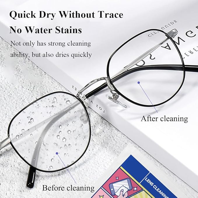 Pre-Moistened Lens Cleaning Wipes, 300 Pcs Cleaning Wipes for Glasses, Computer & Laptops Screens, Smart Phones, Optical Lens, Goggles, and Watch Screen l Quick-Dry and Scratch-Free