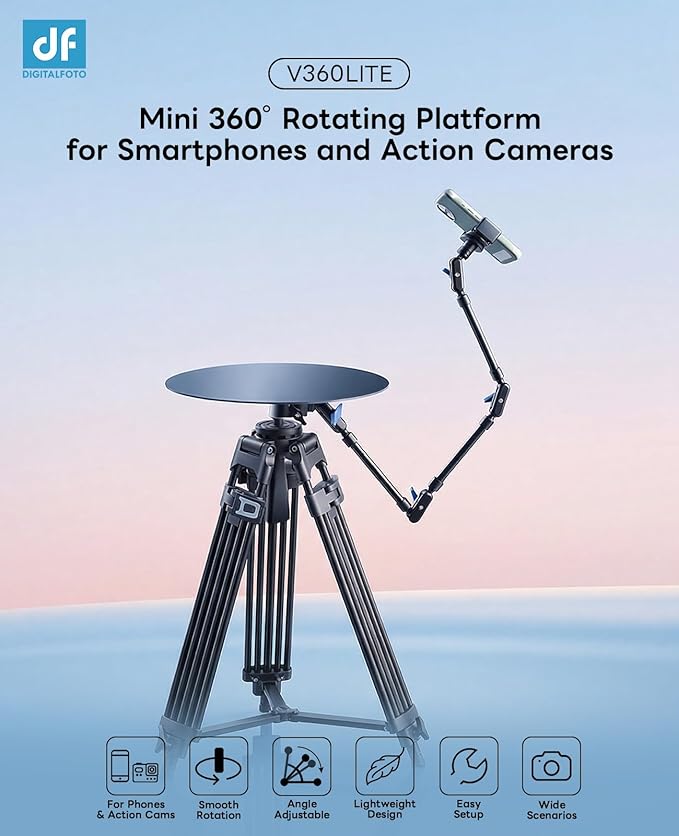 360 Degree Rotation Smartphone Spinner,DIY Photography Turntable Photo Booth for YouTube Unboxing Vlog Video/B-Roll Food/Jewelry Slow Motion Bullet-time