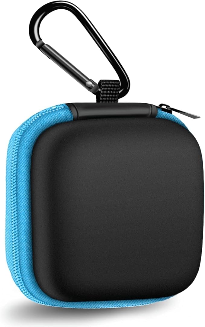MOLOVA Square Earbud Case Portable EVA Carrying Case Storage Bag Tech Pouch Cell Phone Accessories Organizer with Carabiner for Earphone, Earbud, Earpieces, SD Memory Card, Camera Chips, Blue