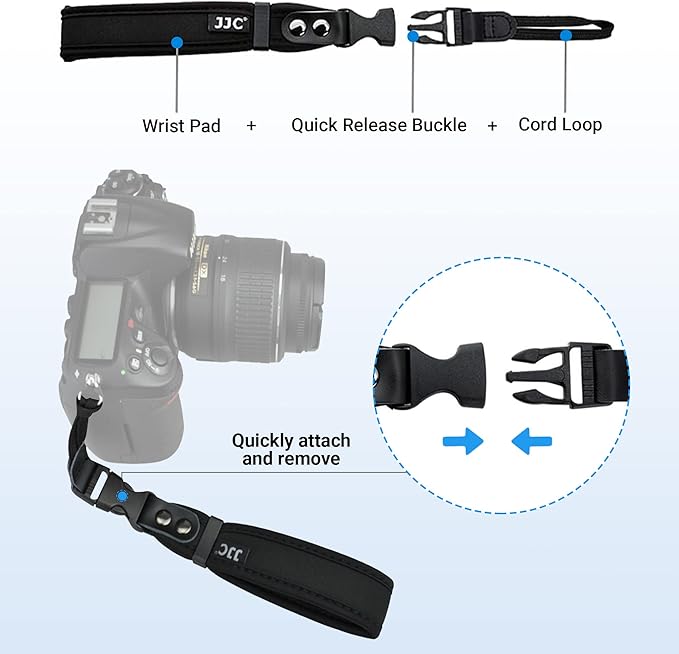 JJC Soft Camera Hand Strap Wrist Strap for Canon Rebel T7 T6 T8i SL3 90D EOS R R10 RP M50 M6 Nikon D3500 D750 Z5 Z6 Z7 Z8 Z50 Z30 Zf Sony ZV-E1 A6000 A6100 A6400 A6700 A7 A7S Fuji X-T5 X-T4 X-T30 X-E4