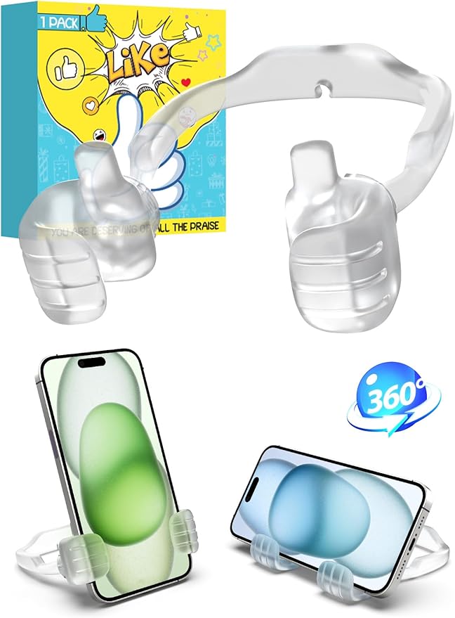 Easter Basket Stuffers Essentials for Teens Girls Boys Kids Adults Cell Phone Stand: UPGRADE Adjustable Thumbs Up Lazy Phone Holder for Desk Cool Gadgets Fun Easter Gifts for Adults Men Women Teenage