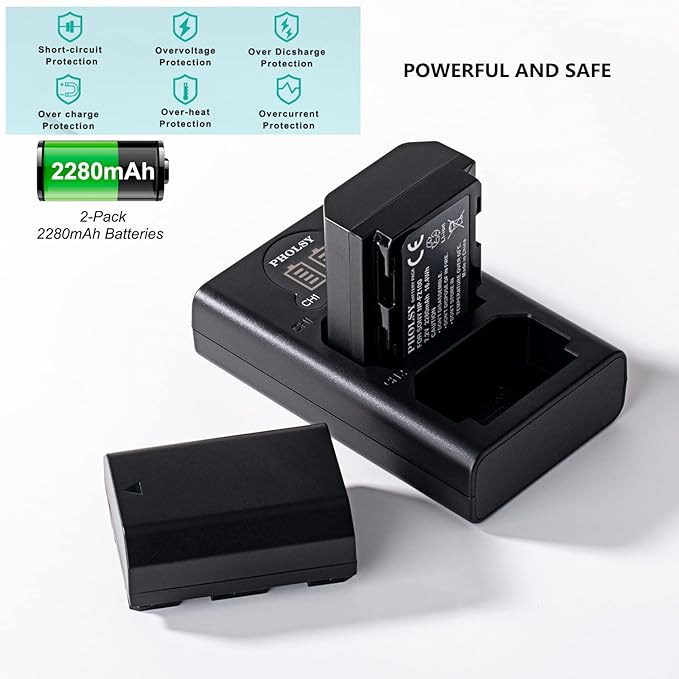 NP FZ100 PHOLSY 2-Pack 2280mAh NP-FZ100 Camera Battery NP-FZ100 Battery Charger/BC-QZ1 USB Charger Compatible with Sony ILCE-a1 a9M2 a9 a7SM3 a7RM4A a7RM4 a7RM3A a7RM3 a7C a7M4 a7M3 a6600