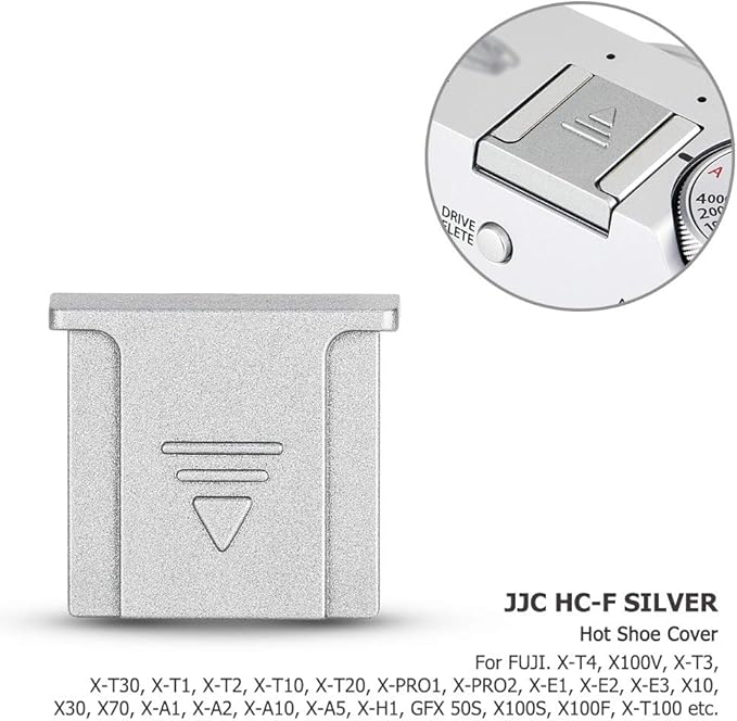 Silver Camera Hot Shoe Cover Protector Cap for Fujifilm X-T30 III X-E5 X Half X100VI X-T50 X-S20 XT5 XT4 XT3 XT2 GFX 100RF 50S II XH2 XH2S XT30II XT20 XT10 XS10 XE4 XT200 XT100 X100V X100F X100T XPro3