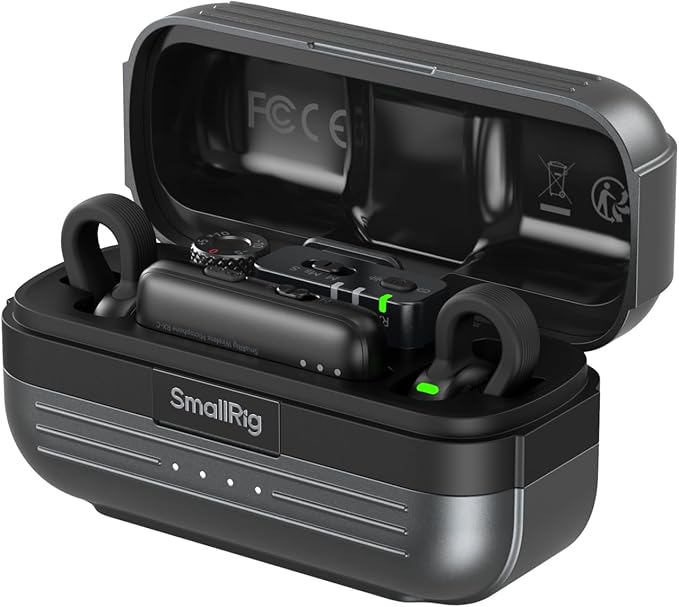 SMALLRIG Wireless Mic S70 (2 TX + 2 RX + Charging Case), USB-C and 3.5mm Jack Compact Wireless Microphone for Android Phone/Action Camera, 48h Use, Noise Reduction Record for Vlog (Black)