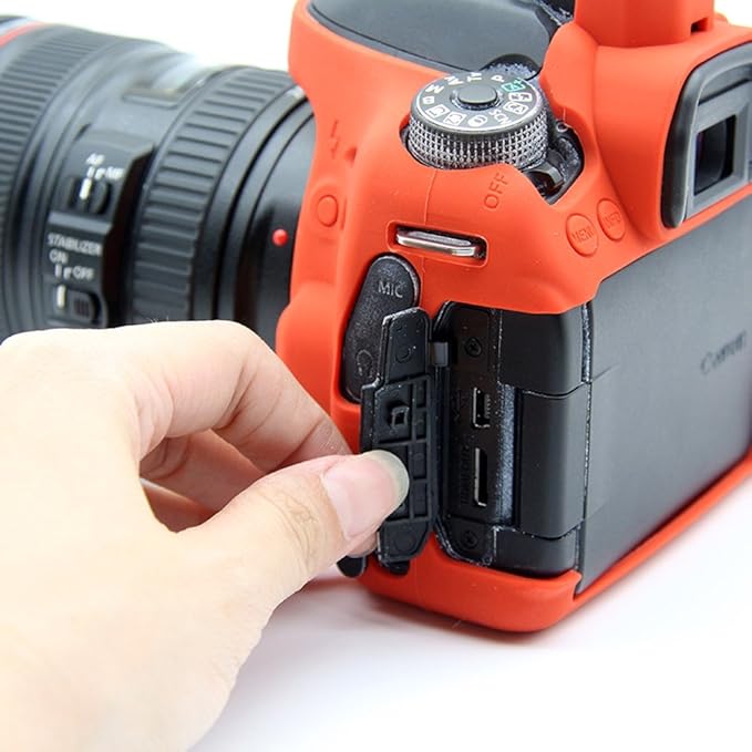Professional Secure Silicone Camera Cases Bag Housing Rubber Body Skin for Canon EOS 80D Digital SLR Camera Protective Case (Red)